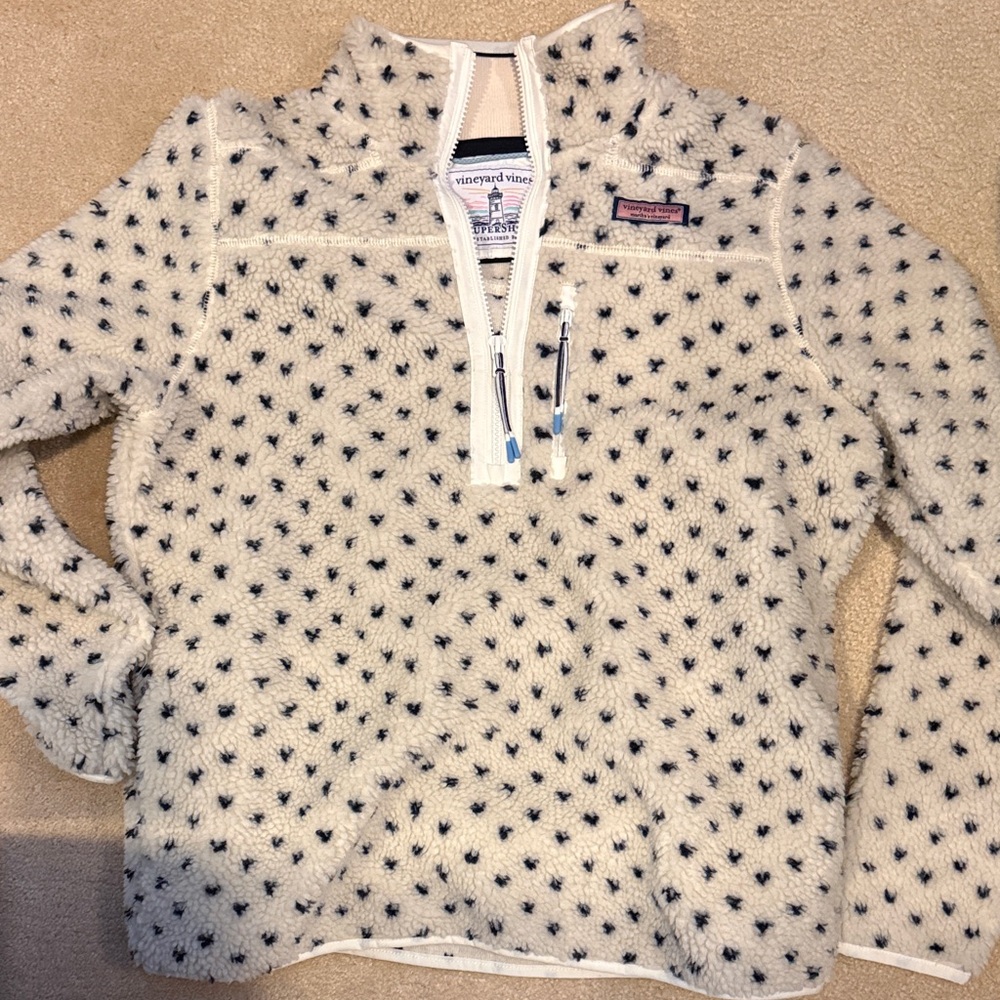 Vineyard Vines Cream and Navy Teddy Jacket